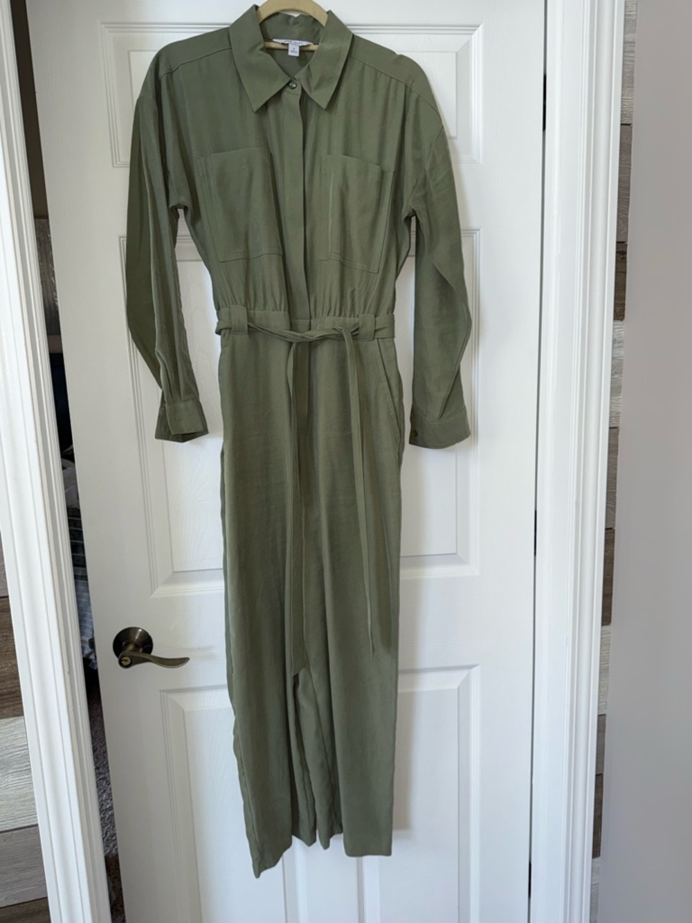 Nine West Olive Green Wide Leg Utility Jumpsuit